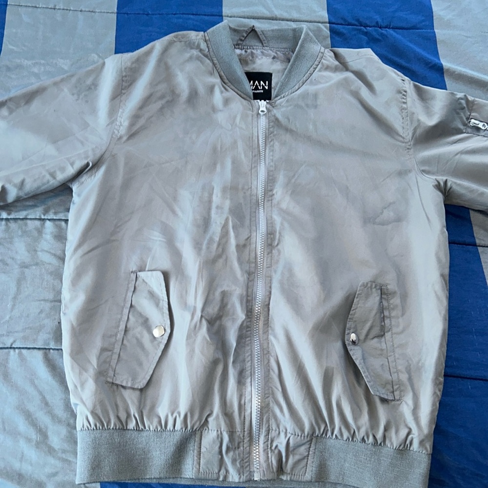 Grey lightweight  BoohHooMan Bomber Jacket